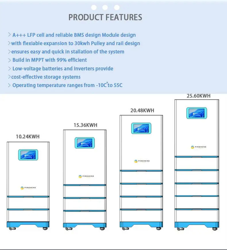 Pinsheng Batteria solare ad alta tensione 10Kwh 300Ah 48V 200Ah Batteria Lifepo4 Smart Bms Batterie agli ioni di litio Immagazzinamento di energia solare