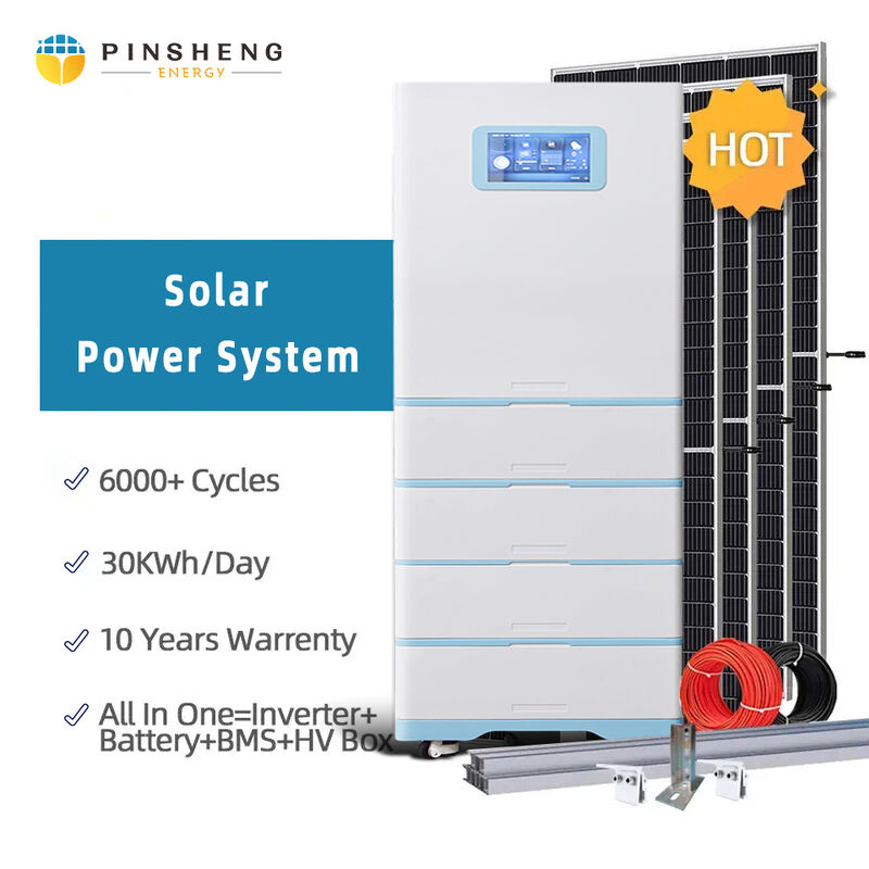 PINSHENG Alta tensione 10Kw 20Kwh 25Kwh 30Kwh Batteria per uso domestico tutto in un inverter Sistema di energia solare ibrida